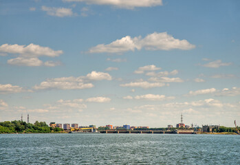 Ivankovo reservoir at Volga river and Ivankovskaya hydroelectric power station in Dubna. Russia