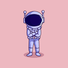 Astronaut cute character illustration crossing hands
