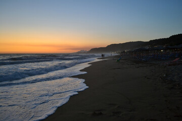 Beach of Vrachos in Preveza during sunset.