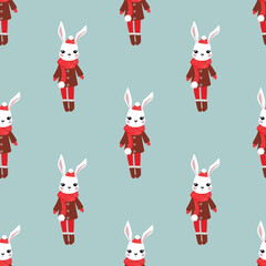seamless vector pattern with rabbits