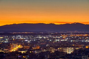 Sunrise in the city of Thessaloniki, Greece.