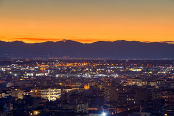 Sunrise in the city of Thessaloniki, Greece.
