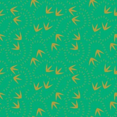 Dinosaur footprints seamless birds cartoon pattern for wrapping paper and kids clothes print and fabrics