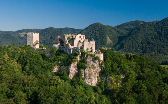 Celje Castle is a castle ruin in Celje, Slovenia, formerly the seat of the Counts of Celje. It stands on three hills to the southeast of Celje, where the river Savinja meanders into the Lasko valley