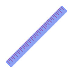 Blue ruler icon. Flat isolated illustration of ruler. 