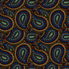 Vintage floral motif ethnic paisley seamless background. Abstract lace pattern. Hand drawing colorful wallpaper texture.