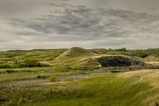 Farm lands and bad lands Kneehill County Alberta Canada