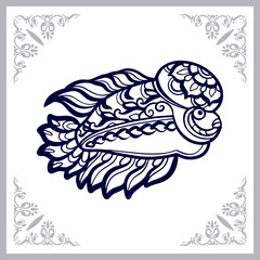 Flower horn fish mandala arts isolated on white background
