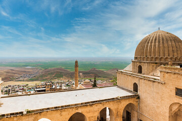 Mardin old town architecture with view of Mesopotamia Plain towards Syria. View from famous...