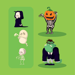 set of halloween characters