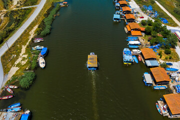 The fishing settlement at the mouth of the river Loudia in Greece