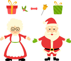 Santa and Mrs. Claus for merry Christmas and celebration  on happy new year