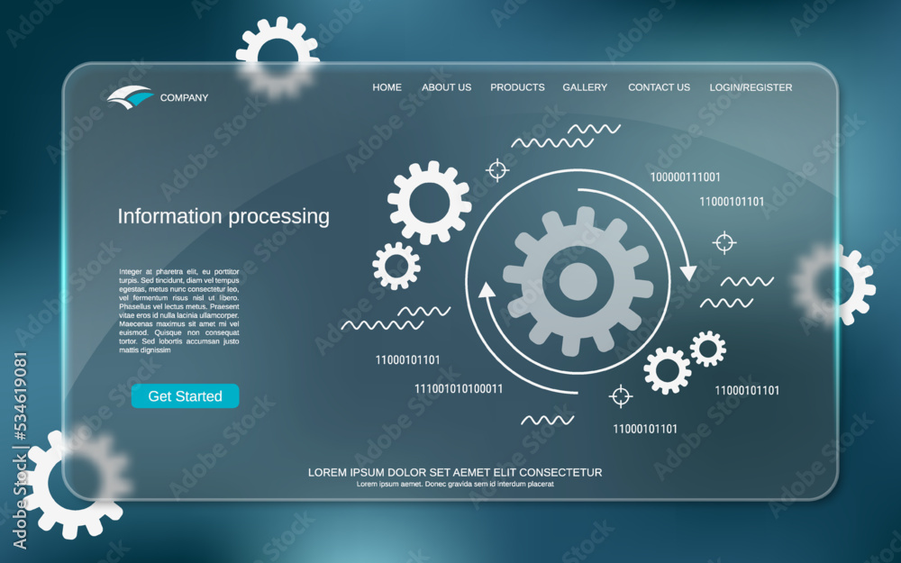 Aufkleber information processing, data computing vector concept illustration