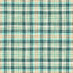 Teal rustic coastal beach house check fabric tile. Seamless sailor flannel textile gingham repeat swatch.