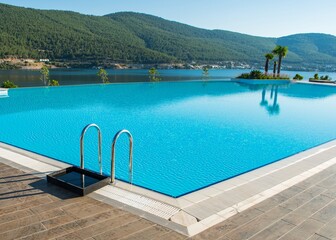Nice swimming pool outdoors on bright summer day