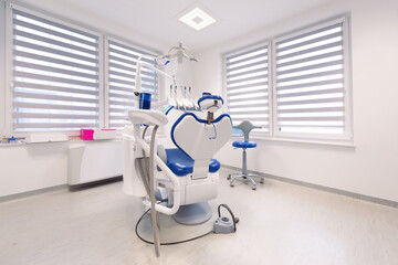 Interior of new modern dental clinic office with equipment