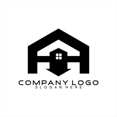 Real Estate logo design with letter A concept and arrows.