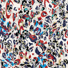 Obraz premium seamless abstract pattern. Textile pattern, flower and leopard geometric creative print pattern for textile design and fabrics.