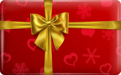 Rectangle colorful gift box with ribbons, bow and patterns