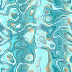 Washed teal wavy blur water reflection melange seamless pattern. Aquarelle effect ashion fabric for coastal nautical blotchy wallpaper background.. Dyed washed with blurry gradient tile able swatch.
