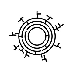 Round Labyrinth, silhouette in the black circuit