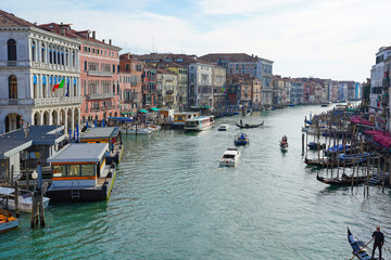 Typical scene in the Grand Canal of Venice