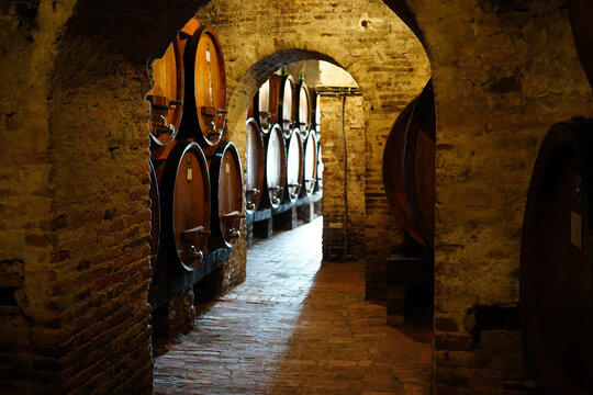 An underground wine cellar in Tuscany