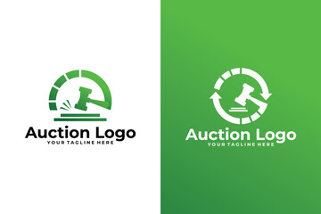 Set of auction logo design vector template - obrazy, fototapety, plakaty