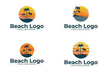 Set of beach logo vector design template