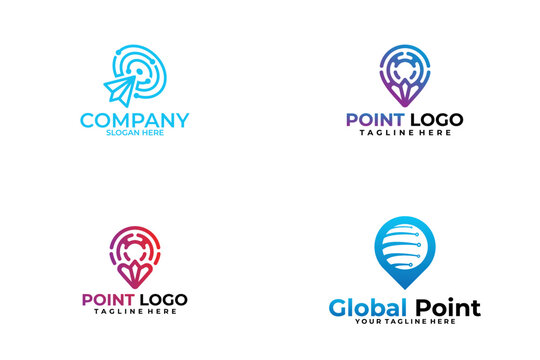Set of point tech logo design vector template