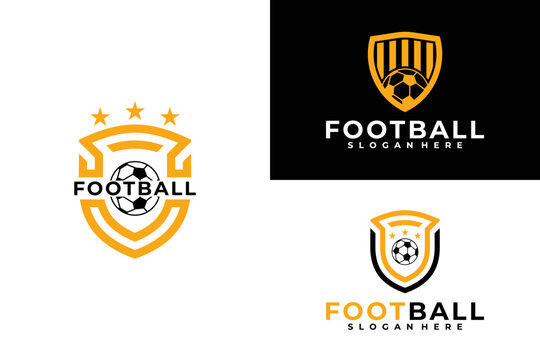 Set of football badge with shield logo designs