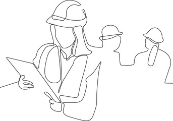 Fototapeta premium construction manager and engineer working on building site. Vector illustration