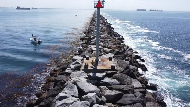 Long Beach California Speedboat races. From the LBC marina to Catalina Island. Drone 4k