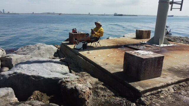 Long Beach California Speedboat races. From the LBC marina to Catalina Island. Drone 4k