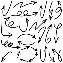 Set of Hand drawn vector arrows doodle on white background. design element vector illustration.
