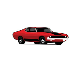 Retro muscle car emblem, logo, banner. Muscle car icon. Vector illustration.