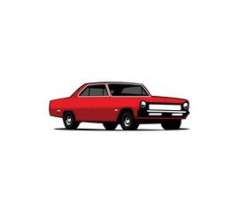 American muscle car from the 1970s vector silhouette illustration
