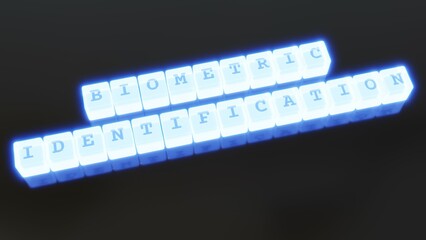 word  carved on blue glowing cube blocks with a black background (3D rendering)