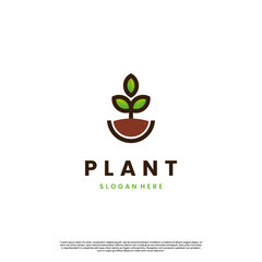 simple plant logo design illustration