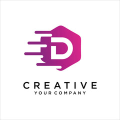 D Letter With Dots Logo Design Vector TemplatePrint