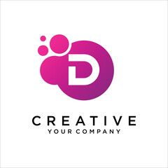 D Letter With Dots Logo Design Vector TemplatePrint