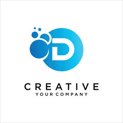 D Letter With Dots Logo Design Vector TemplatePrint