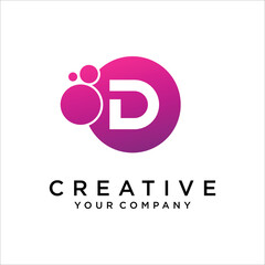 D Letter With Dots Logo Design Vector TemplatePrint