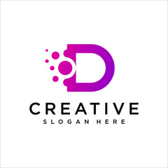 D Letter With Dots Logo Design Vector TemplatePrint