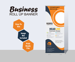 corporate roll up banner template wavy design 