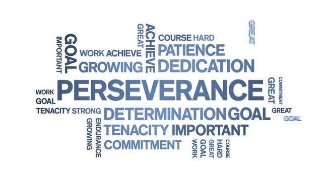 Perseverance Animated tag word cloud;text design animation kinetic typography seamless loop.