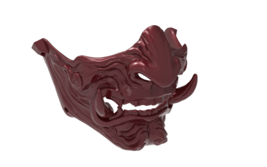 red japanese mask on white background