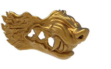 golden wolf mask on white background