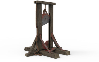 Guillotine used on white background