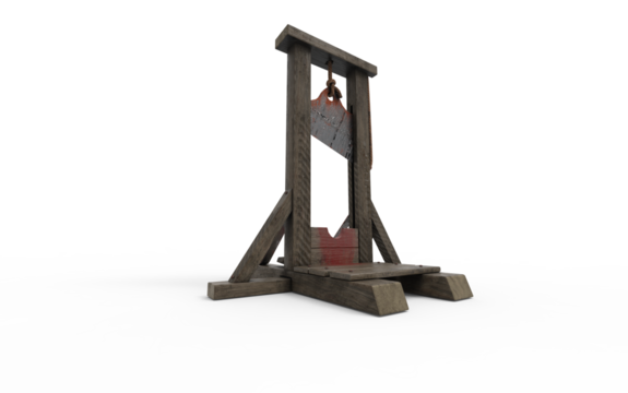 Guillotine used on white background